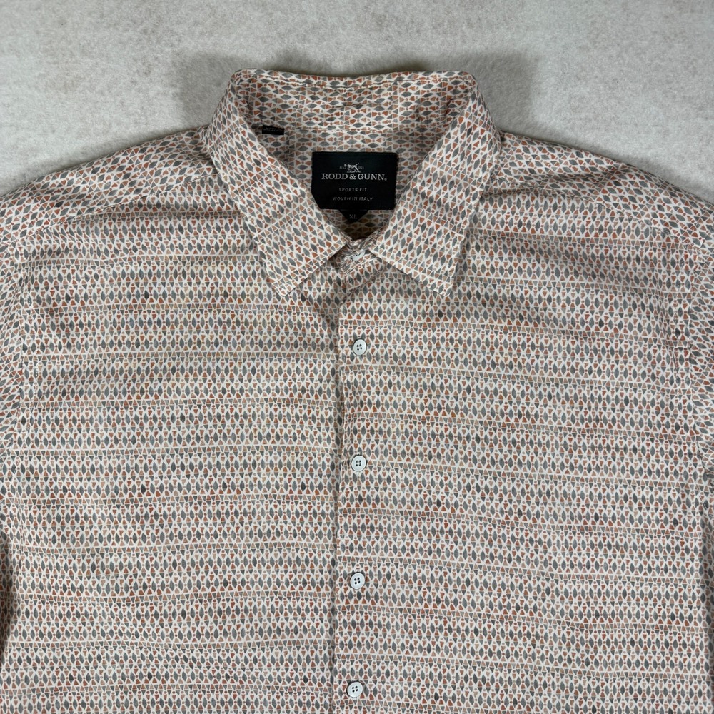 Rodd & Gunn Mens XL Sports Fit Woven In Italy Geometric Short Sleeve Shirt Multi - Picture 2 of 5